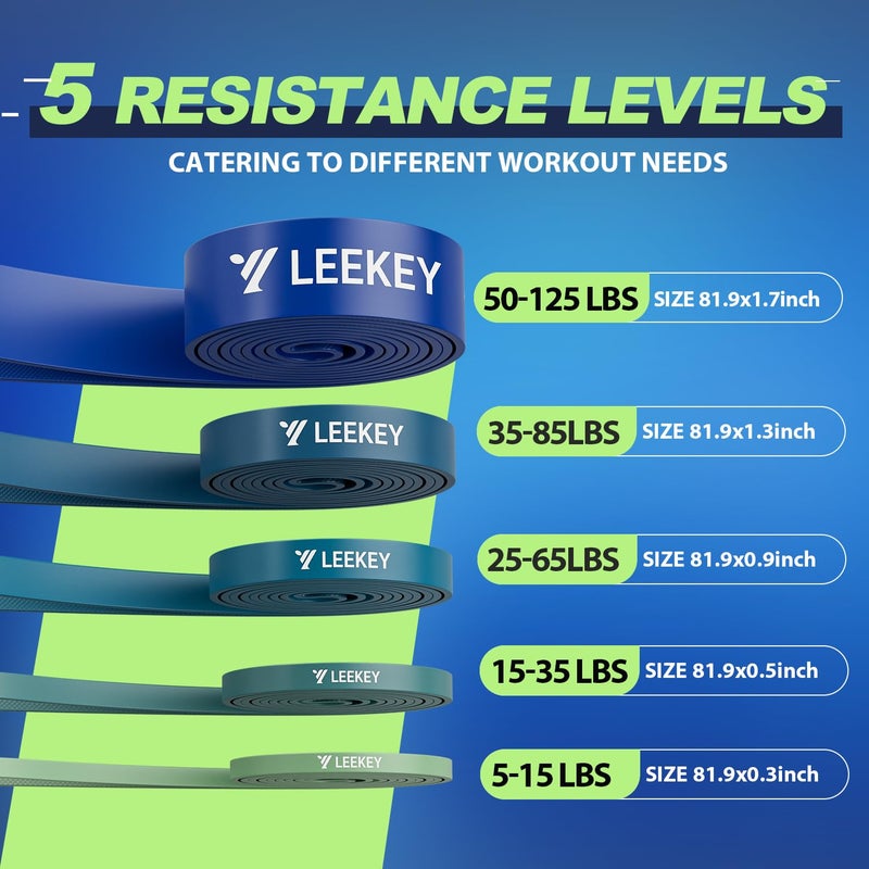 LEEKEY Resistance Bands  Exercise Bands Pull Up Assist Bands - Workout Bands Set - Bands for Working Out Band for Men and Women Fitness Training  Physical Therapy Home Workouts - Image 2